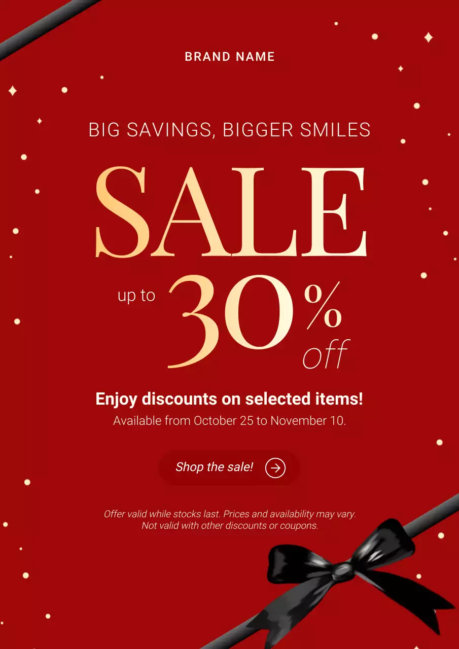 Red and Gold Modern Minimalist Christmas Promotion Poster