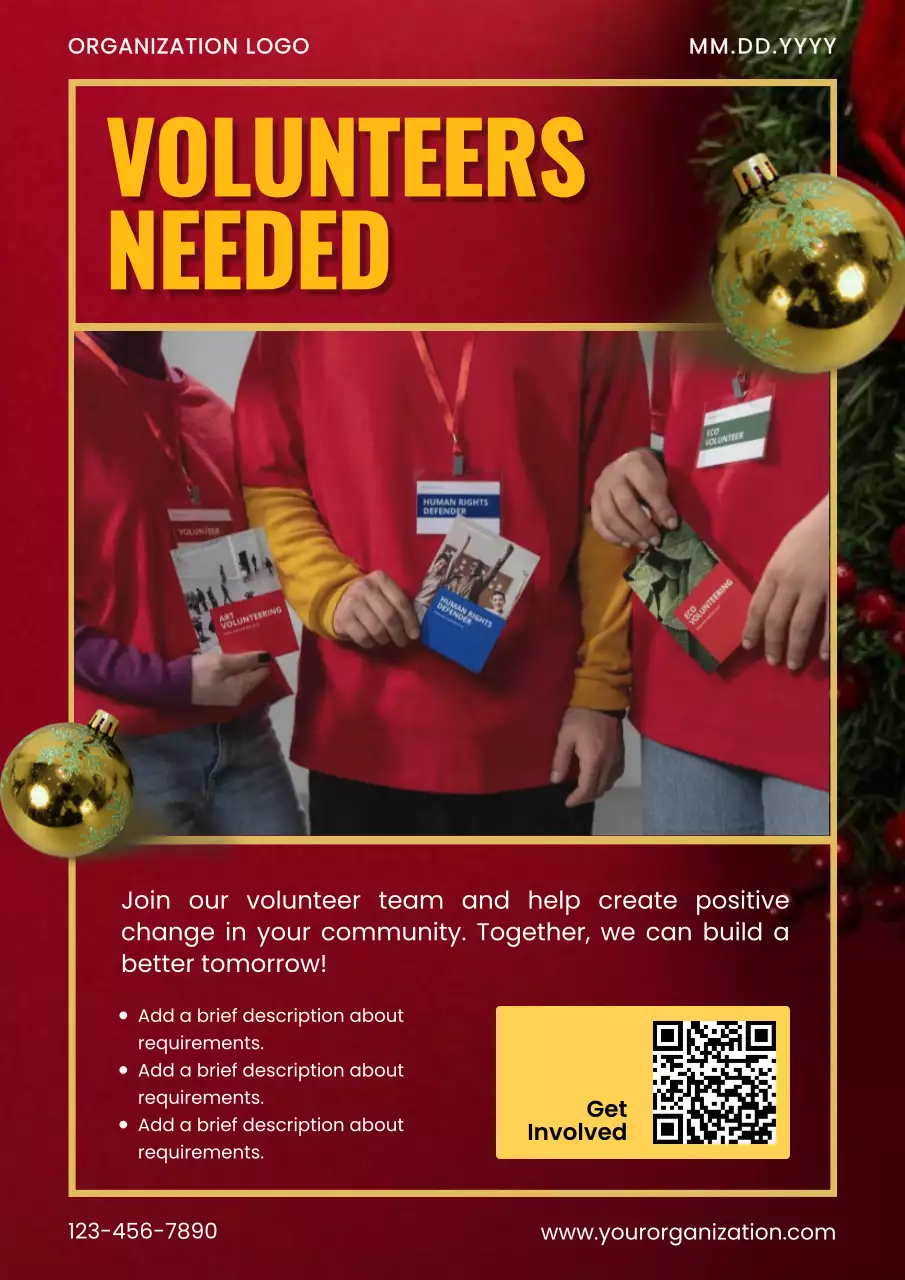 Red Modern Volunteer Announcement Poster