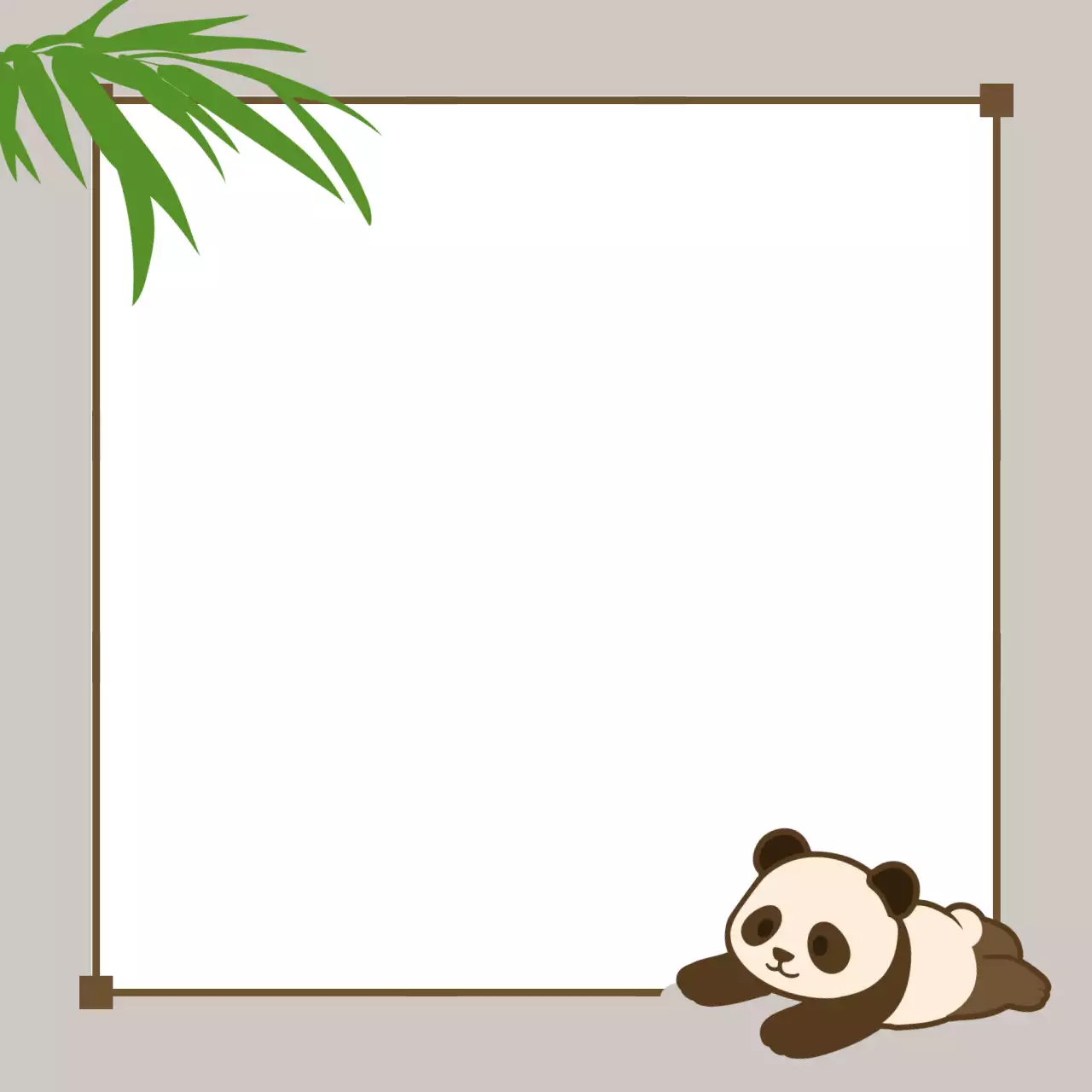 베이지 아기자기한 팬더 프레임