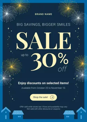 Blue Simple Illustrative New Year Promotion Poster