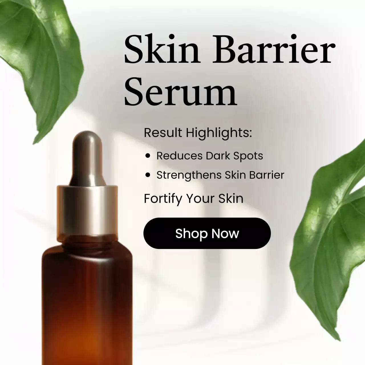 갈색 미니멀 스킨케어 제품 홍보