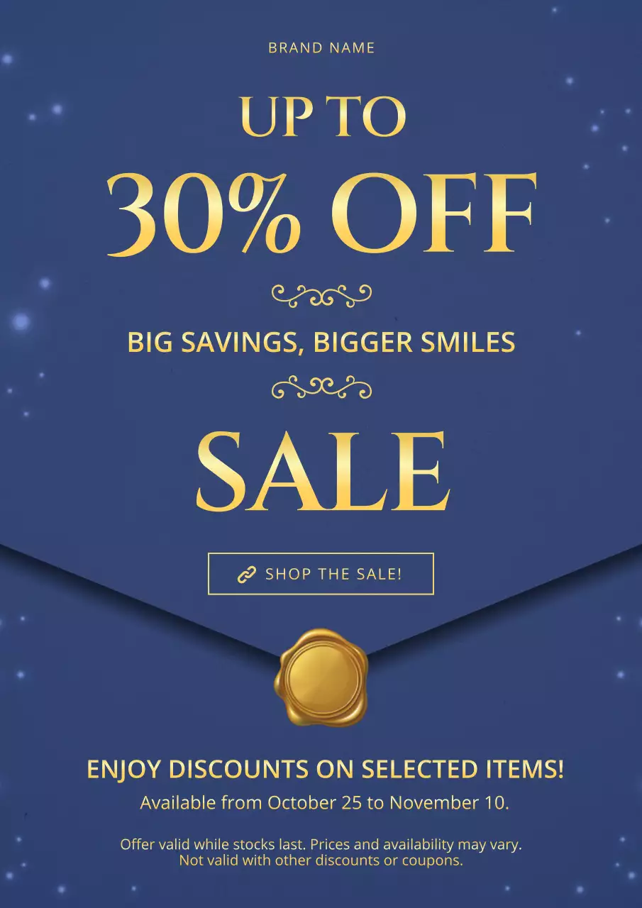 Blue and Gold Modern Minimalist New Year Promotion Poster