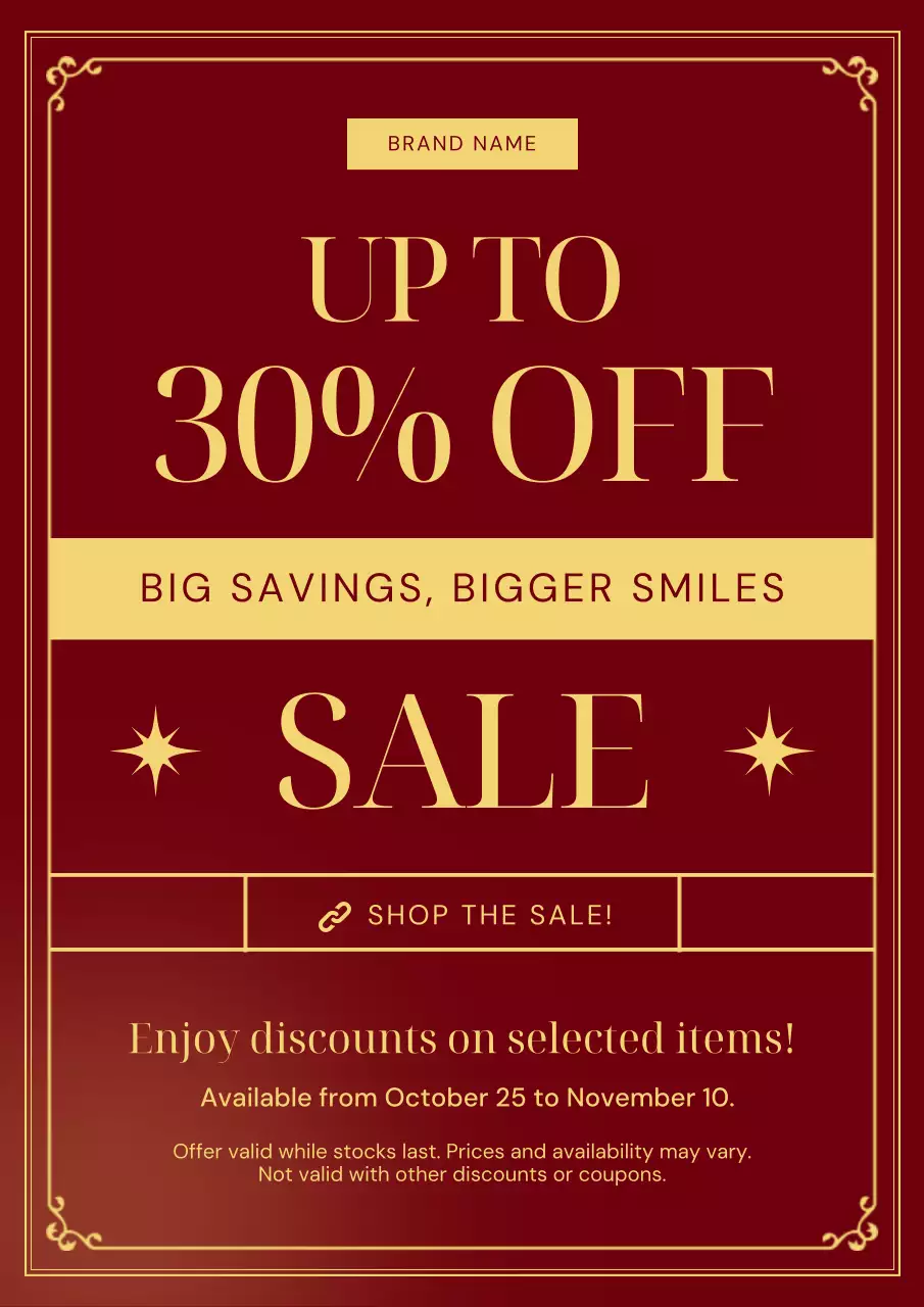 Brown and Gold Minimalist Art Deco New Year Promotion Poster