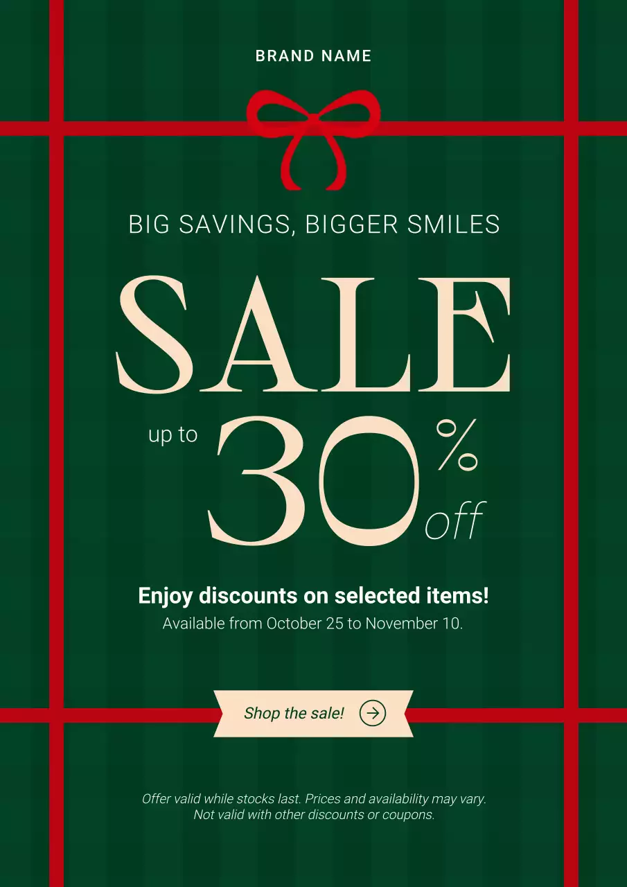 Green and Red Modern Minimalist Christmas Promotion Poster