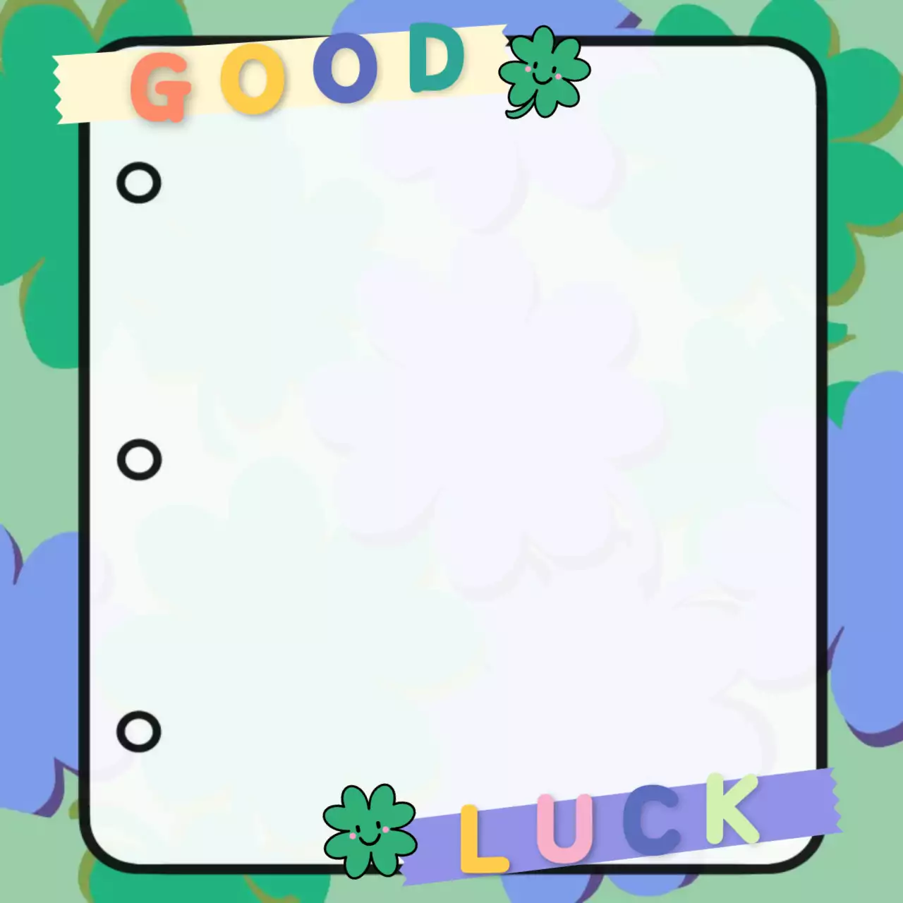 연두 아기자기한 행운 문구 프레임