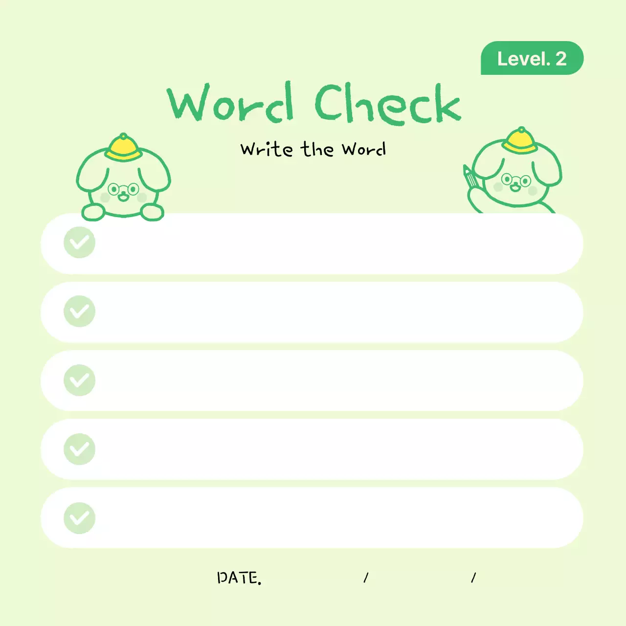 연두색 깔끔 아기자기한 영어 단어 체크