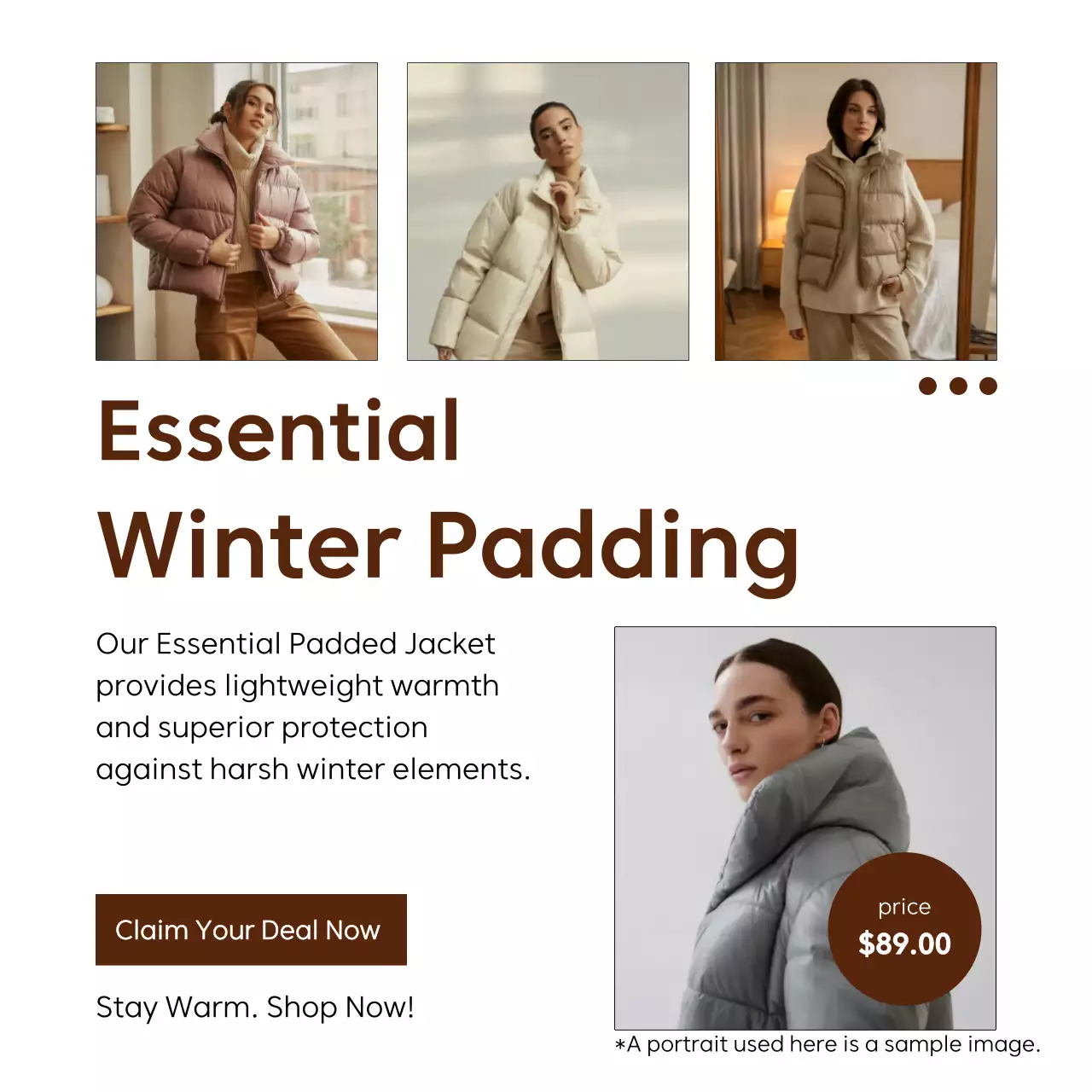 갈색 모던 겨울 패딩 광고