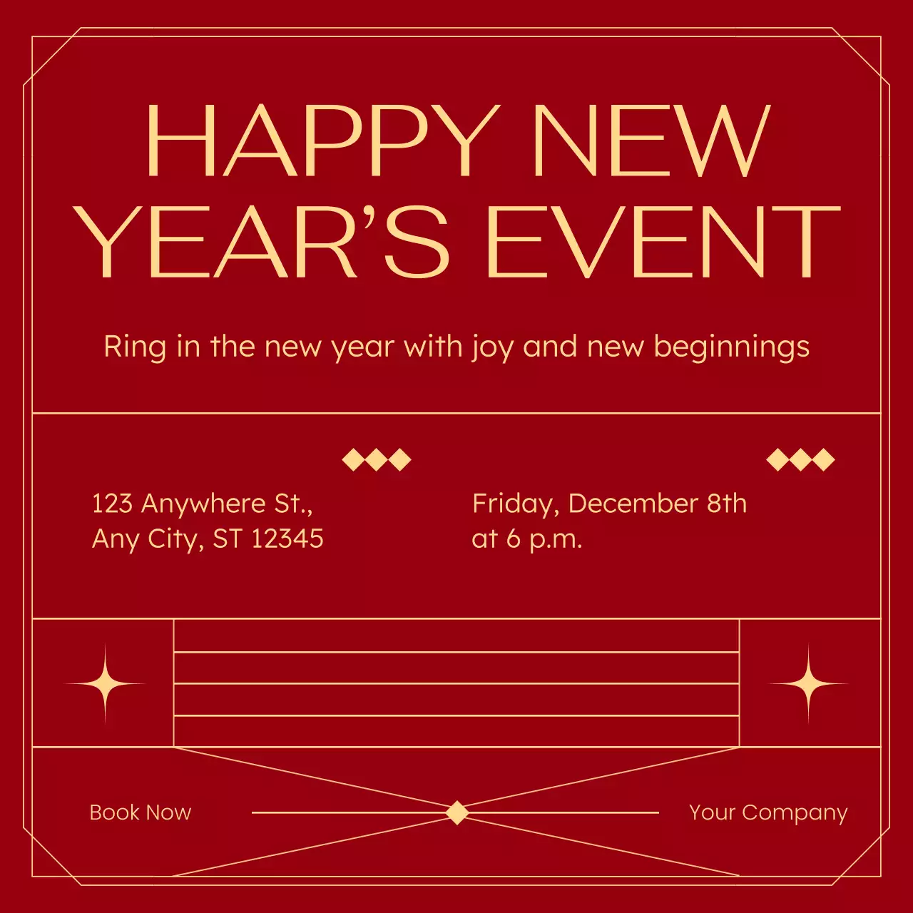 Red and Gold Art Deco New Year Event Social Media Square