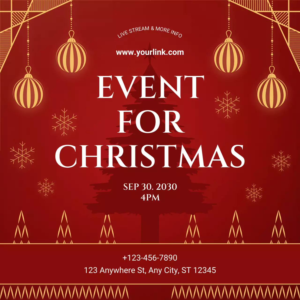Red and Gold Art Deco Christmas Event Advertisement