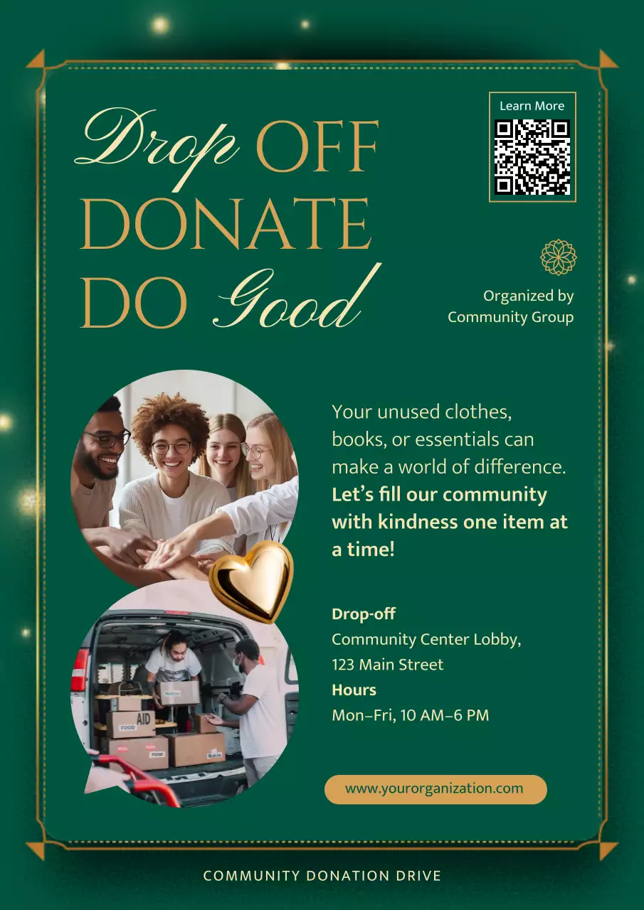 Green Elegant Donation Announcement Poster