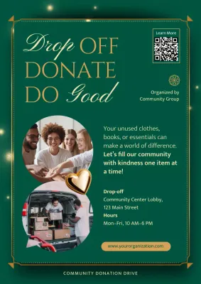 Green Elegant Donation Announcement Poster