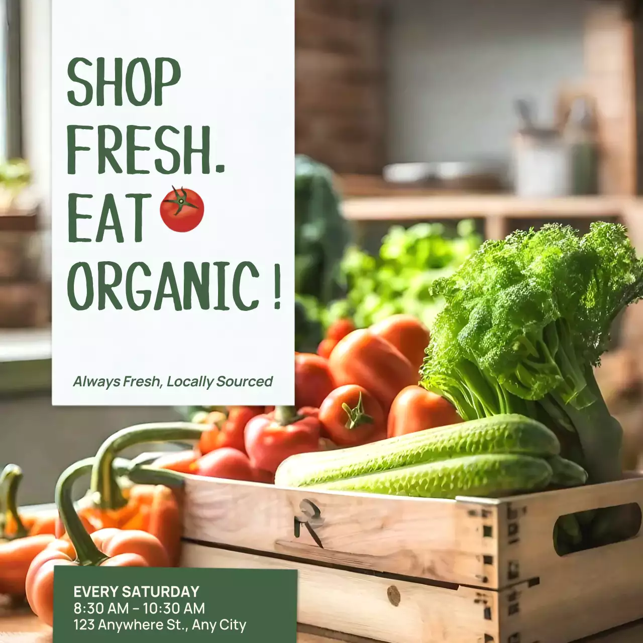 Orange Modern Organic Market Promotion Social Media Post