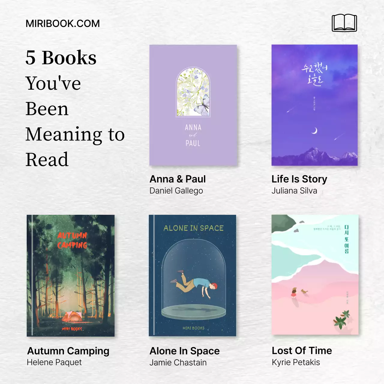 Minimalist book recommendation ad with light paper texture background V1