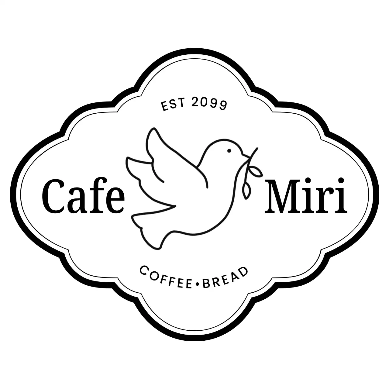 白黒 シンプル カフェ ロゴ シンボルロゴ