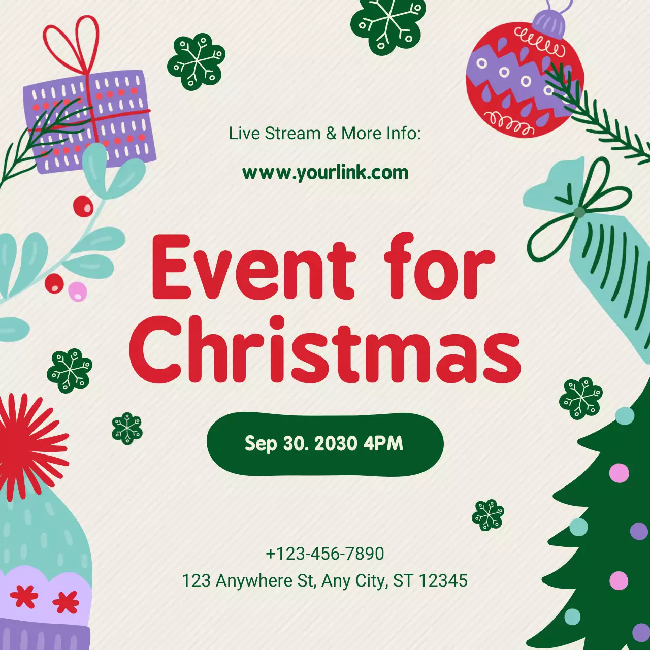 Beige Playful Christmas Event Advertisement