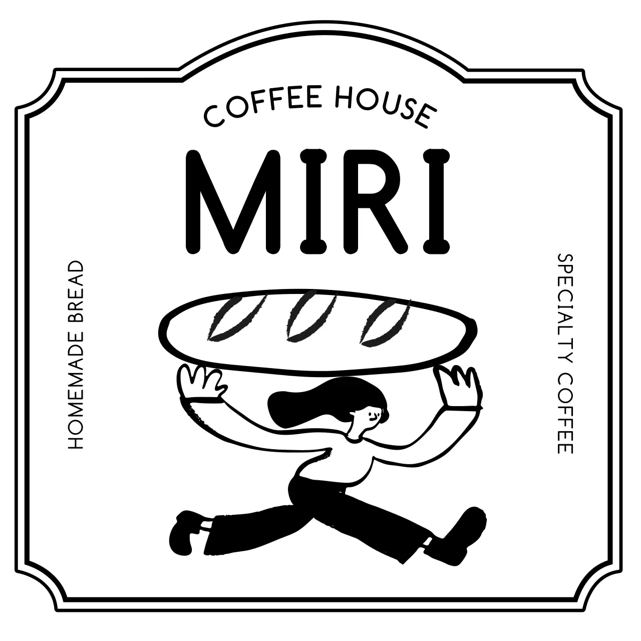 白黒 シンプル カフェ ロゴ シンボルロゴ