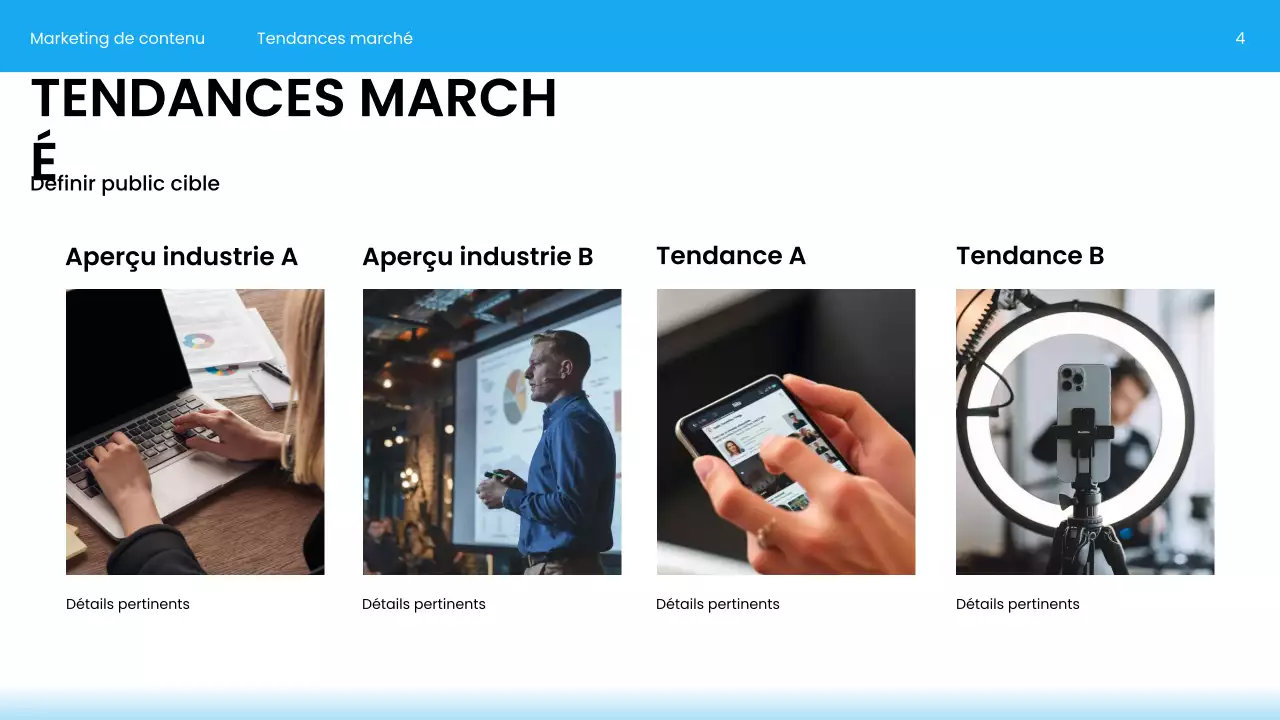 Présentation marketing moderne bleue