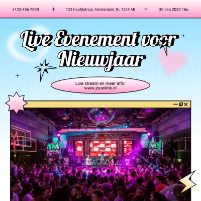 Blue Pink Y2K-evenementaankondiging voor sociale media voor het nieuwe jaar