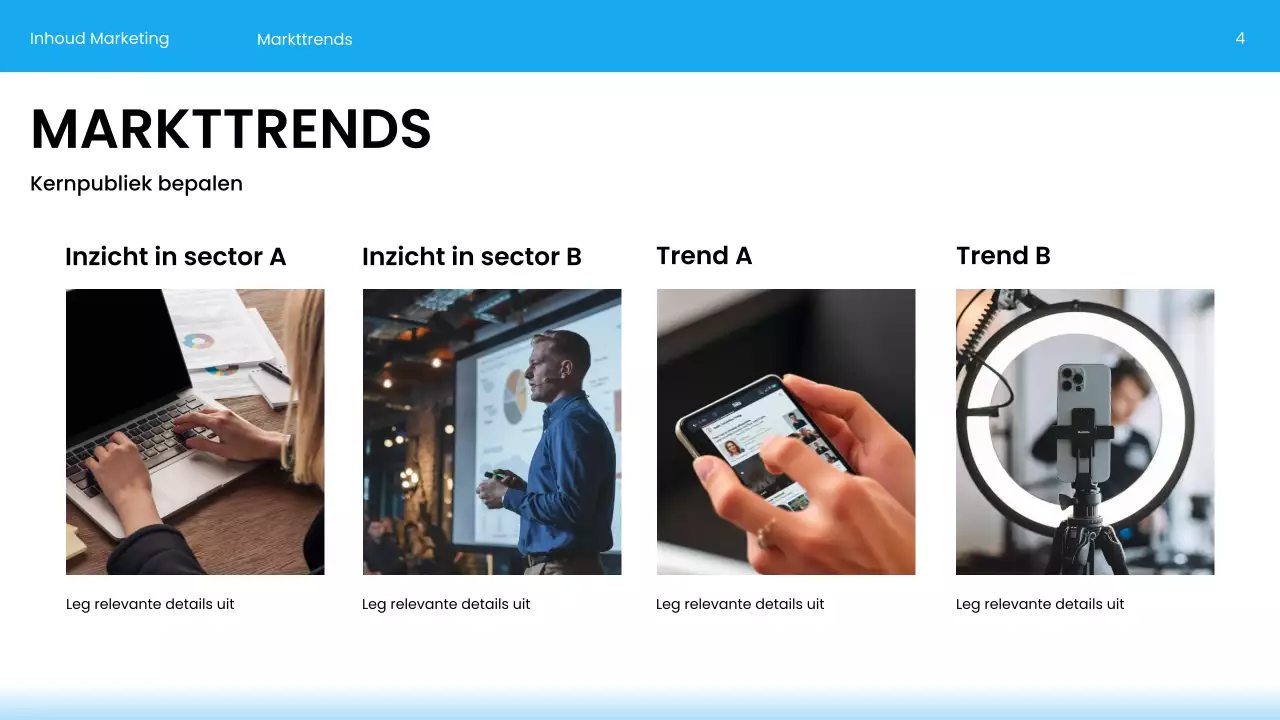 Blauwe moderne marketingpresentatie