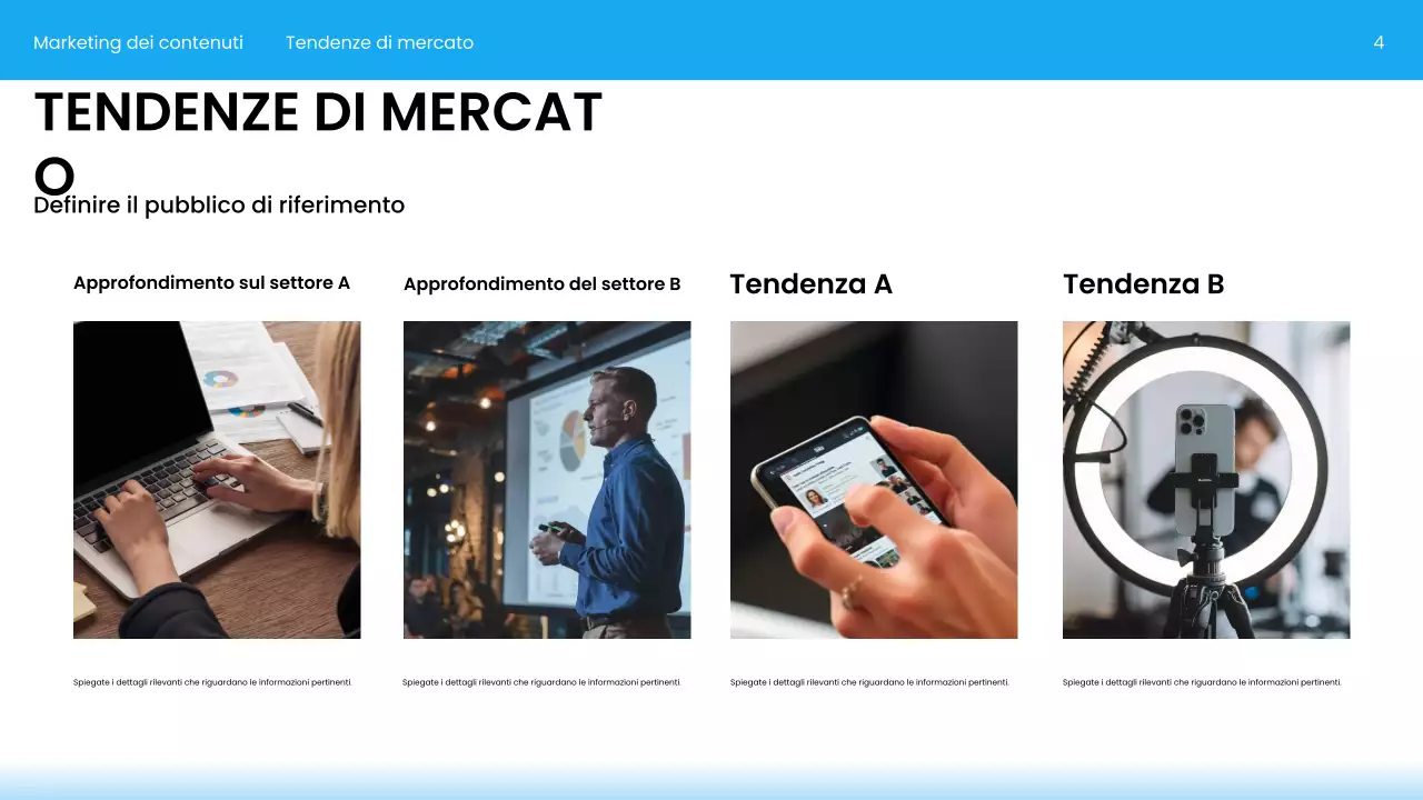 Presentazione di marketing moderno blu