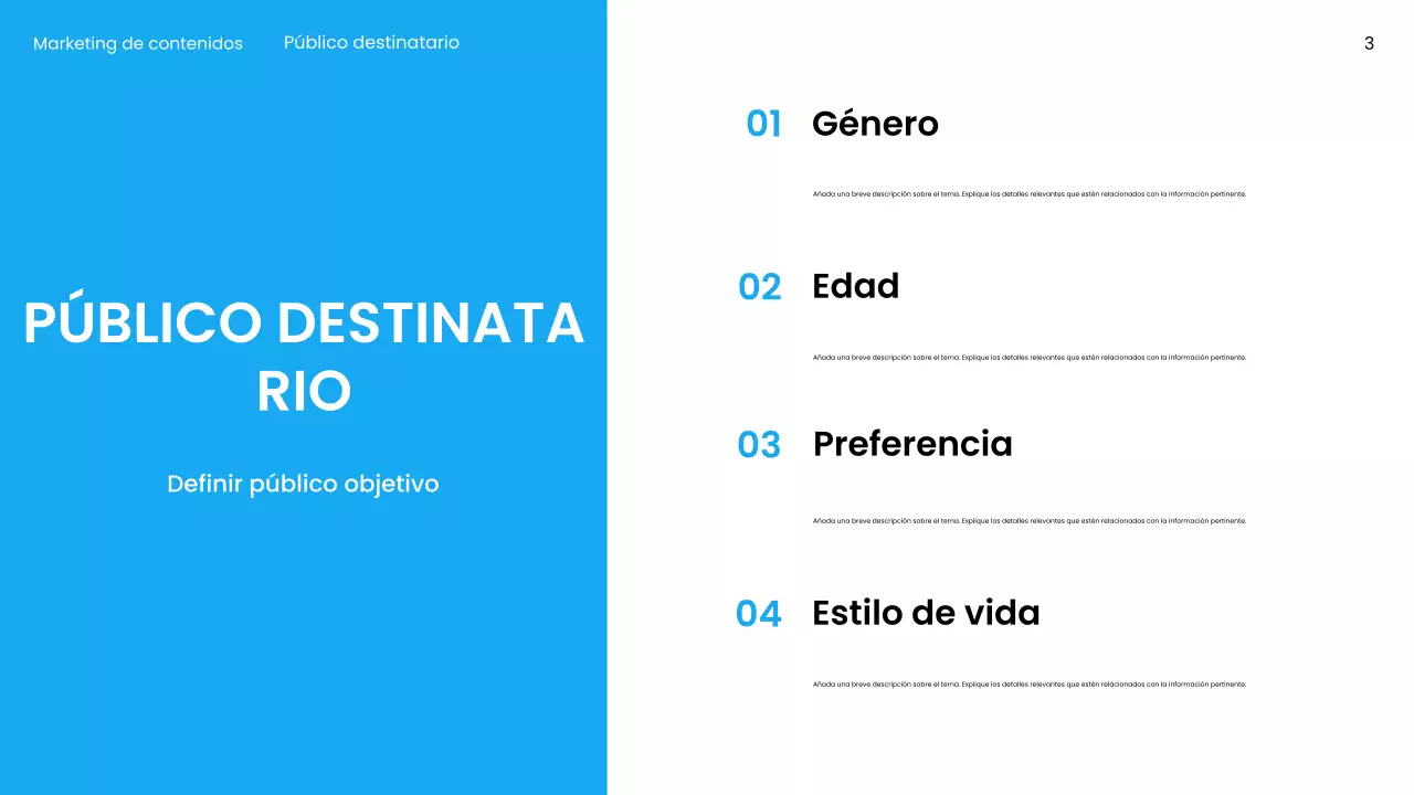 Presentación de marketing moderna azul