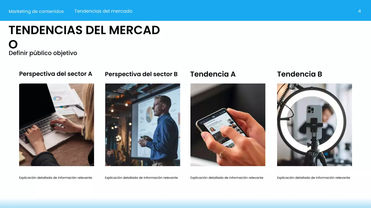 Presentación de marketing moderna azul