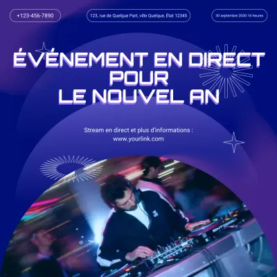 Annonce d'un événement à dégradé violet pour le Nouvel An sur les réseaux sociaux