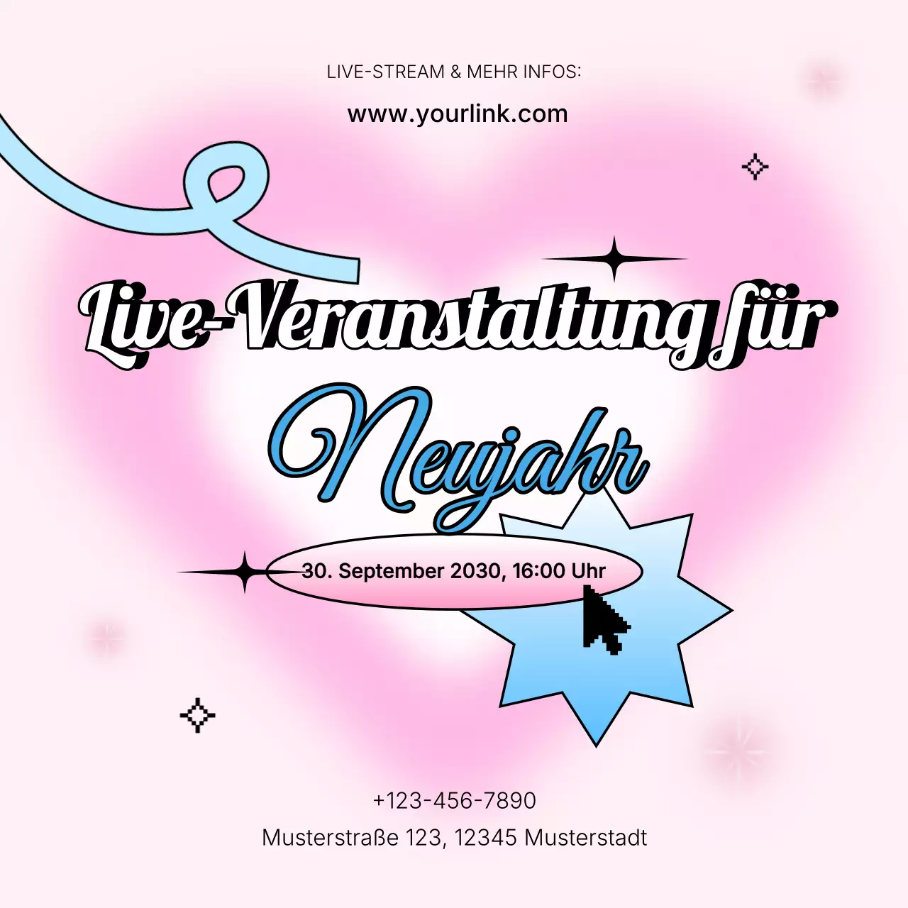 Pink Blue Y2K Event-Ankündigung für die sozialen Medien zum neuen Jahr