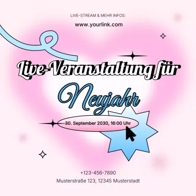 Pink Blue Y2K Event-Ankündigung für die sozialen Medien zum neuen Jahr