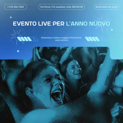 Annuncio dell'evento Blue Gradient per i social media di Capodanno