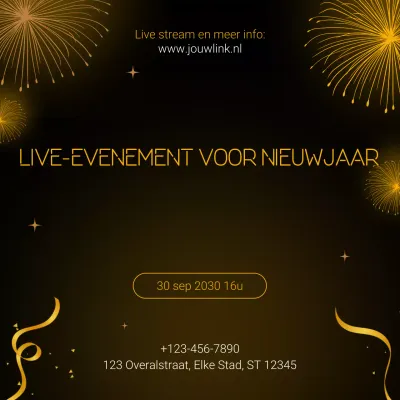 Aankondiging van een evenement met een goudzwarte gradiënt voor sociale media op nieuwjaarsdag