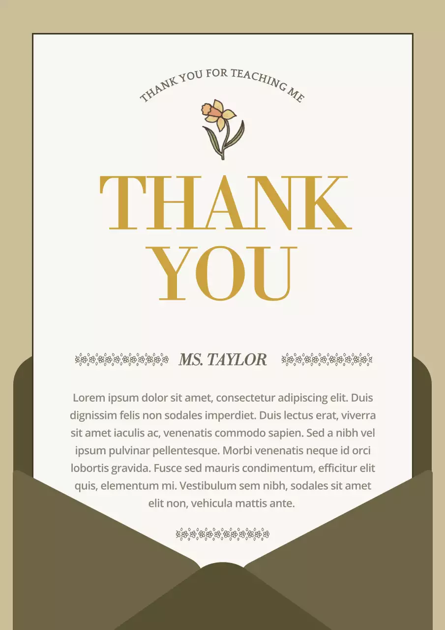 Beige Elegant Thank You Card Poster