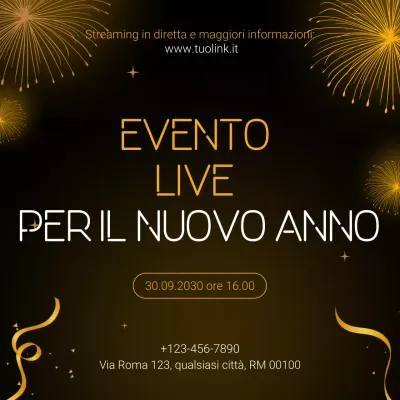 Annuncio dell'evento Gold Black Gradient per i social media di Capodanno