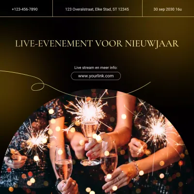 Aankondiging van Black Gold Gradient-evenement voor sociale media voor het nieuwe jaar