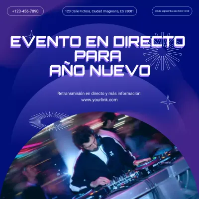 Anuncio del evento Purple Gradient para redes sociales de Año Nuevo