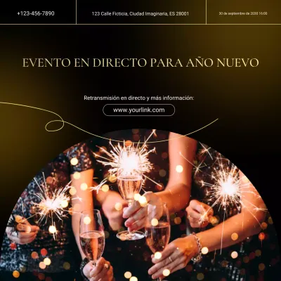 Anuncio del evento Black Gold Gradient para redes sociales de Año Nuevo