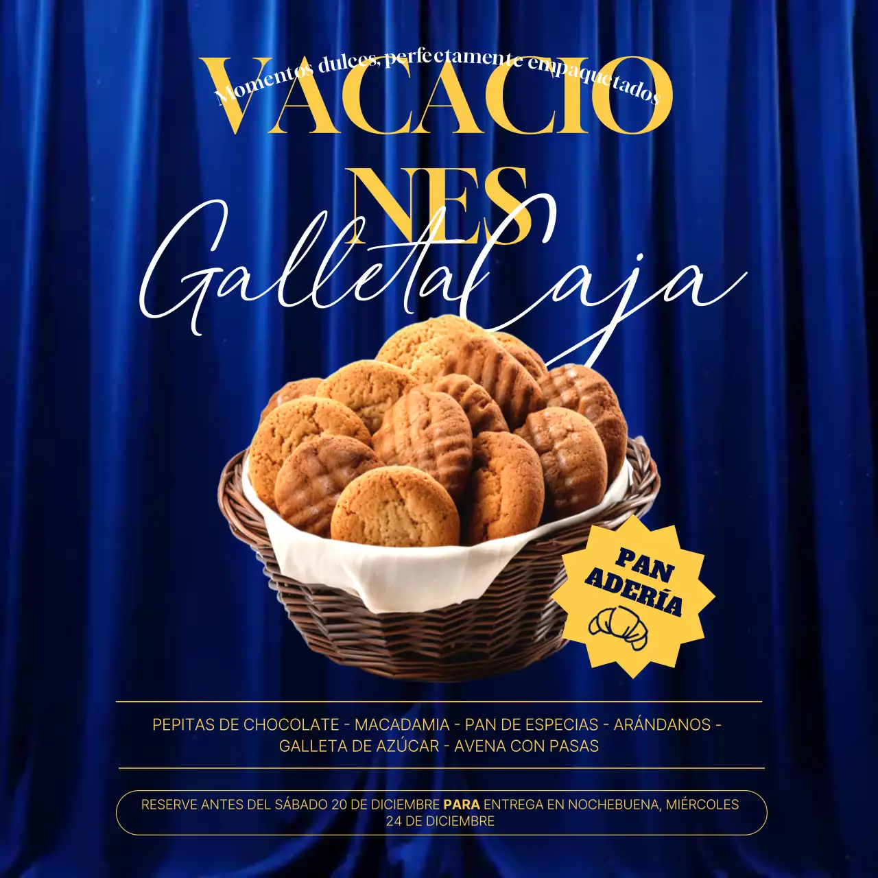 Anuncio navideño moderno azul