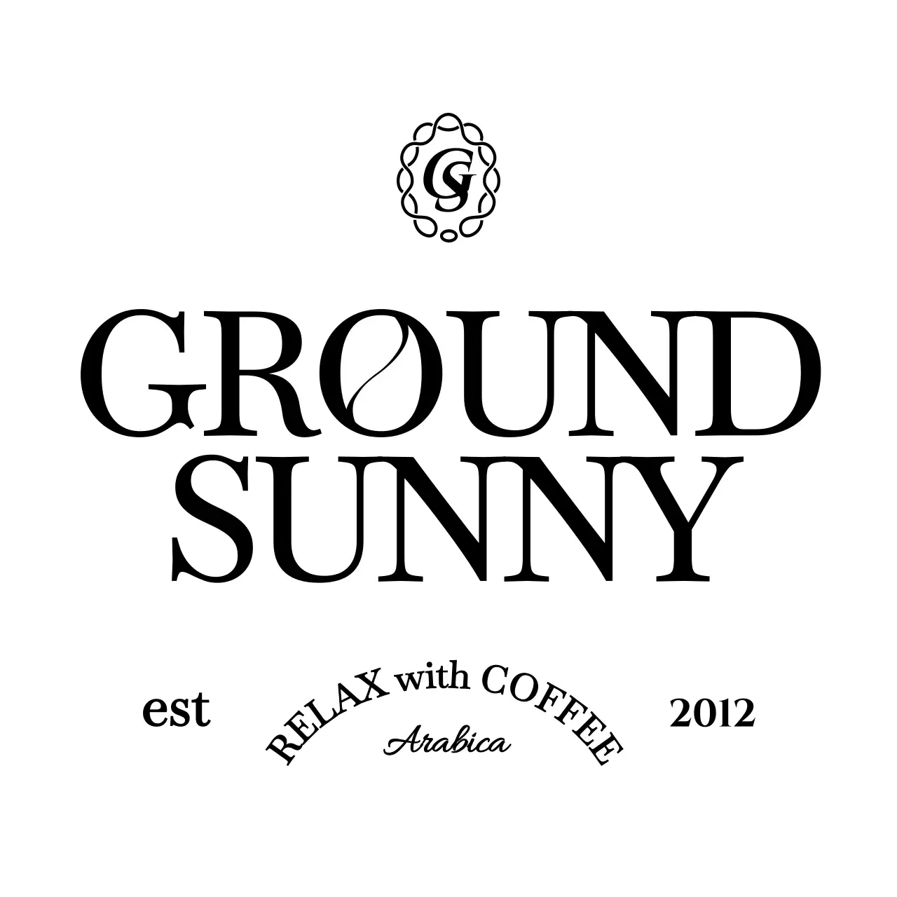 검정색의 고급스러운 컨셉의 텍스트로 이루어진 카페 굿즈