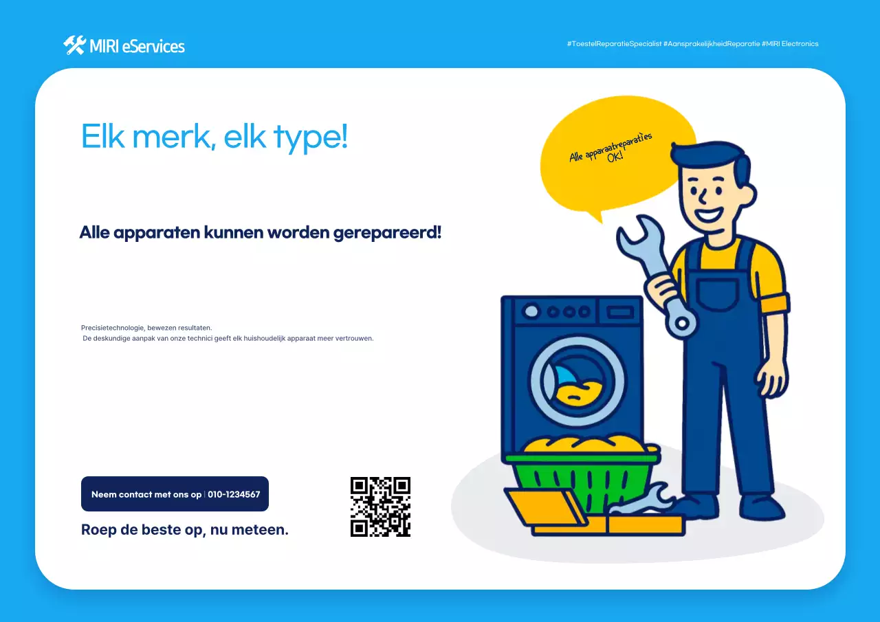 Advertentie voor een eenvoudig blauw huishoudelijk apparaat
