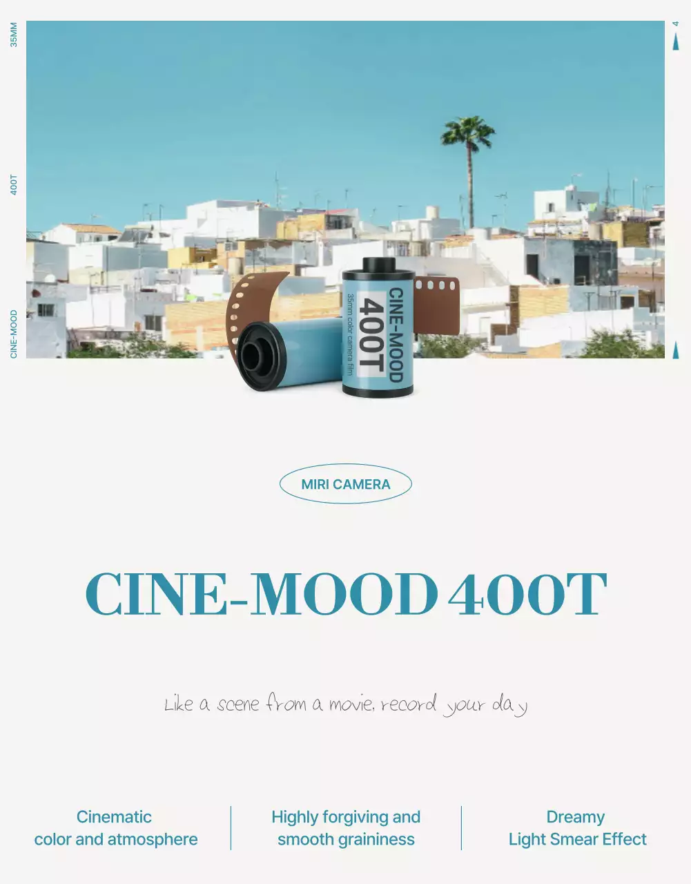 Sky Blue Vintage Camera Film Advertisement