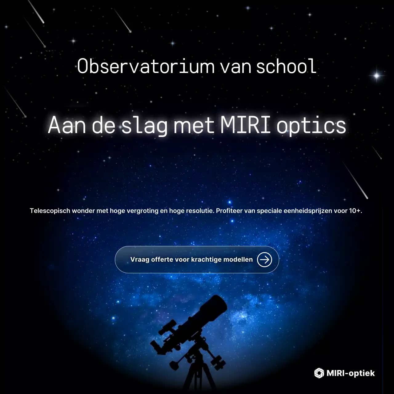 Marineblauwe moderne astronomie-advertentie