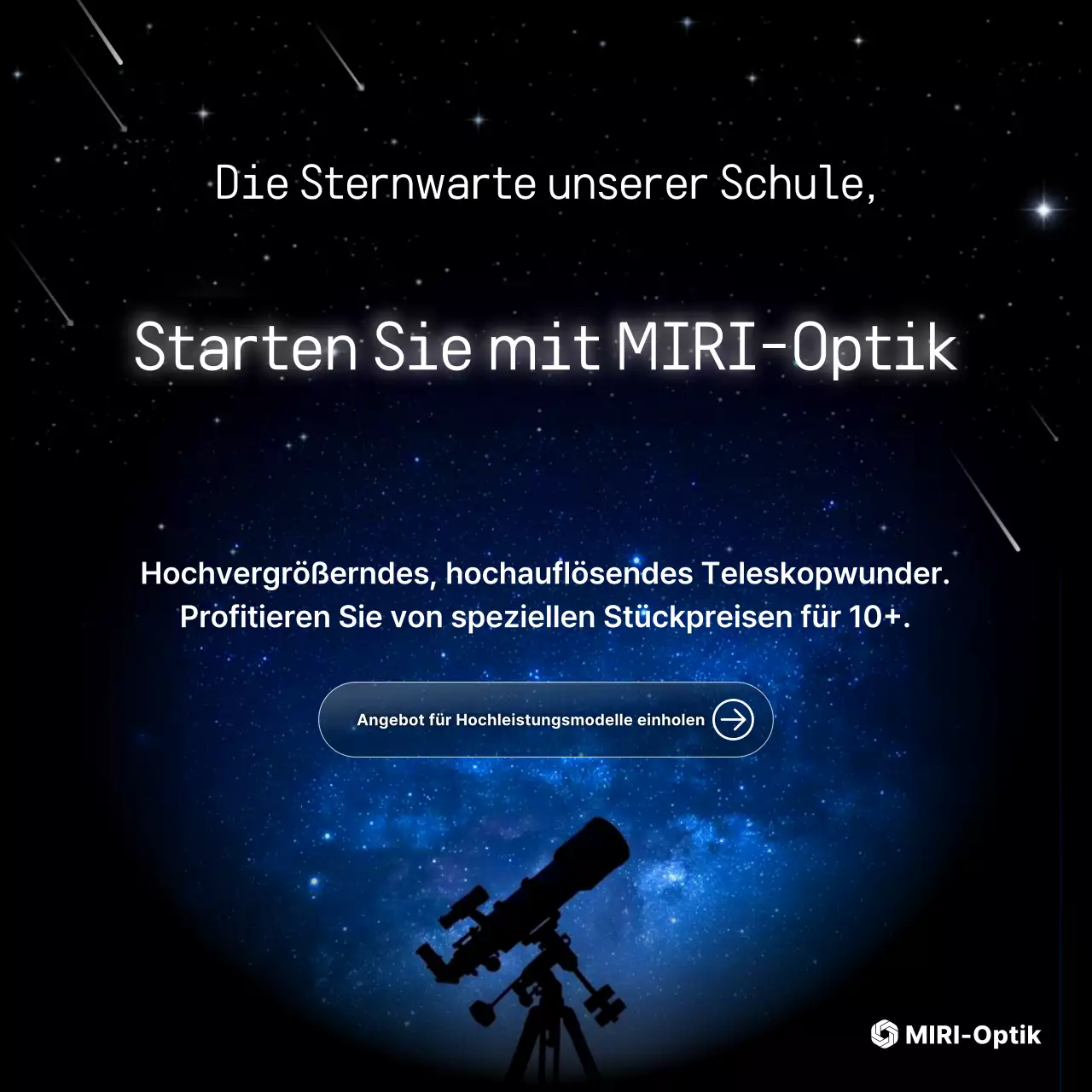 Marineblaue Werbung für moderne Astronomie