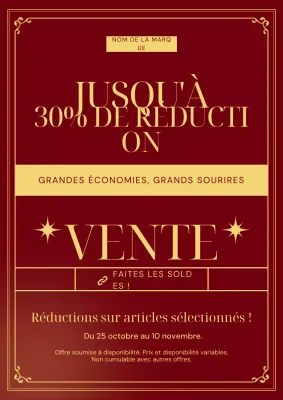 Affiche promotionnelle minimaliste Art déco marron et or pour le Nouvel An