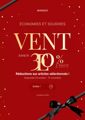 Affiche promotionnelle de Noël moderne et minimaliste rouge et or