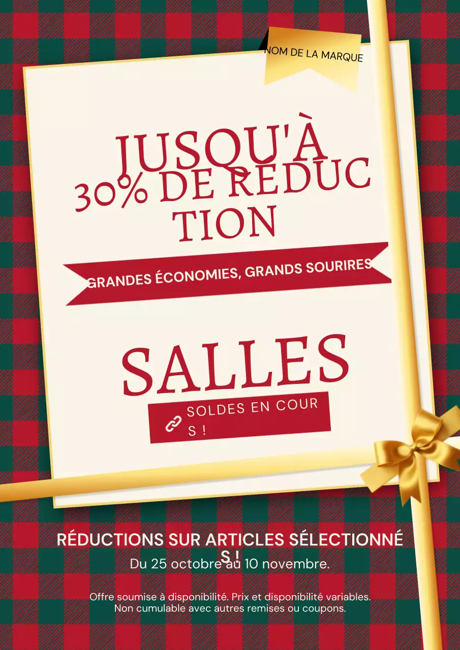 Affiche promotionnelle moderne bleue et rouge pour le Nouvel An