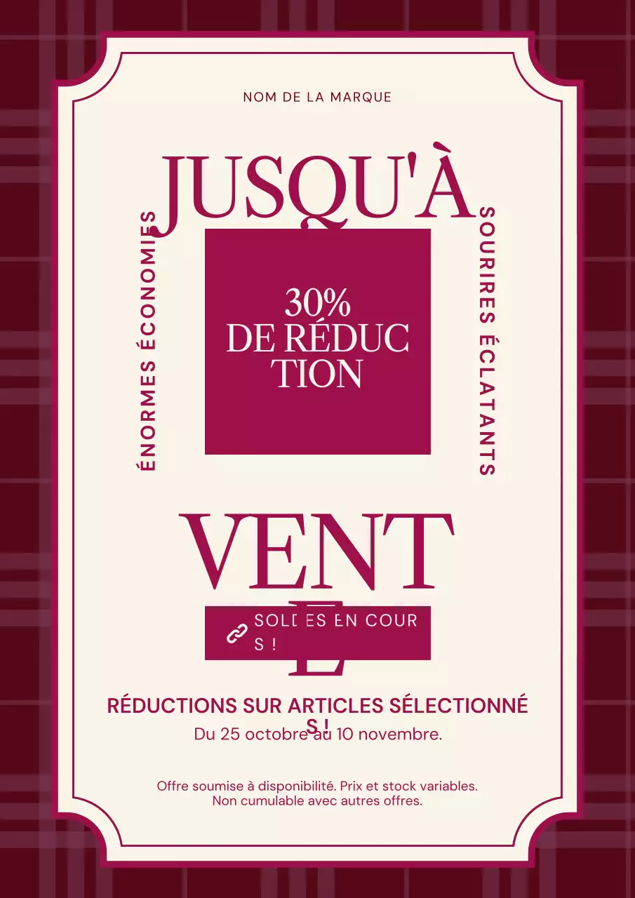 Affiche promotionnelle minimaliste violette et crème pour le Nouvel An