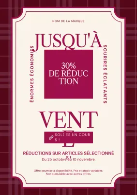 Affiche promotionnelle minimaliste violette et crème pour le Nouvel An