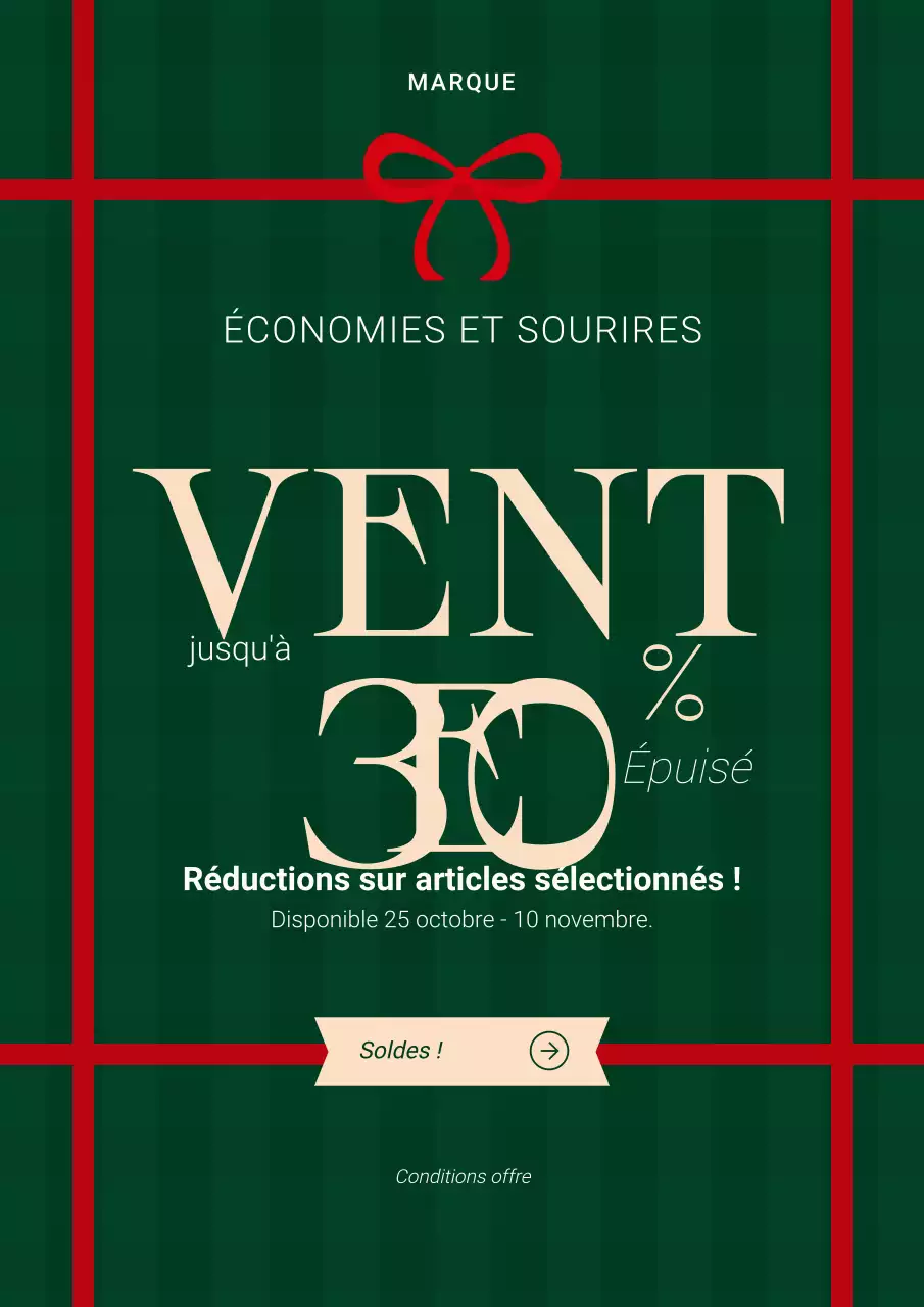 Affiche promotionnelle de Noël moderne et minimaliste verte et rouge