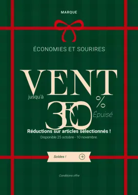 Affiche promotionnelle de Noël moderne et minimaliste verte et rouge