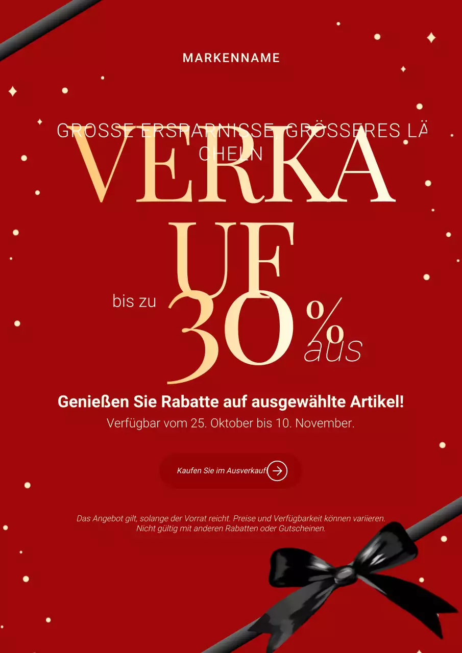 Modernes minimalistisches Weihnachtsplakat in Rot und Gold